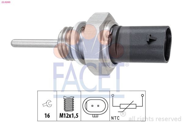 FACET Sensor, exhaust gas temperature Article number: 22.0260 cheaply