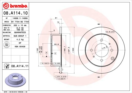 BREMBO Piduriketas Artikli number: 08.A114.10 soodsalt