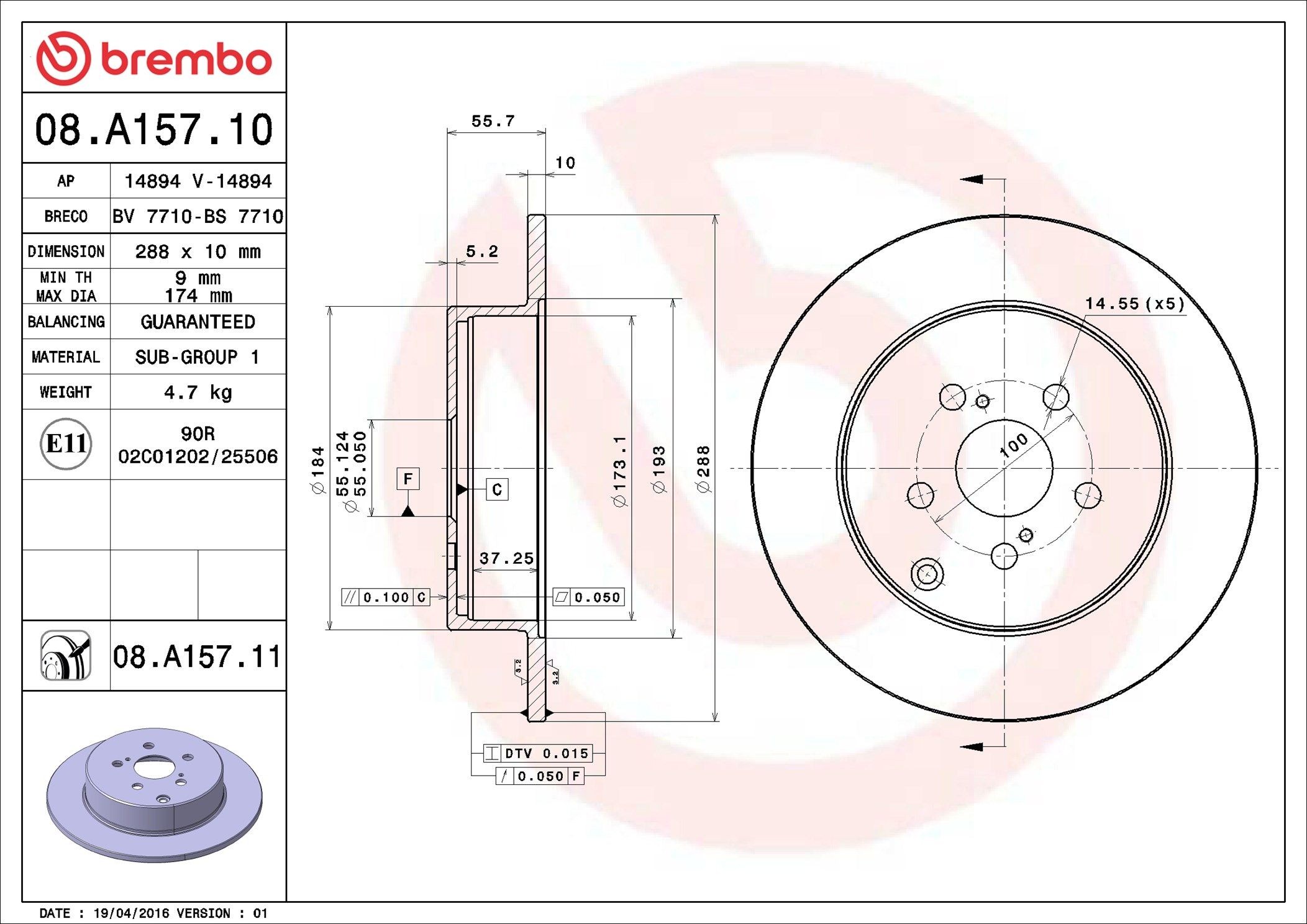 BREMBO Brake disc Article number: 08.A157.10 cheaply