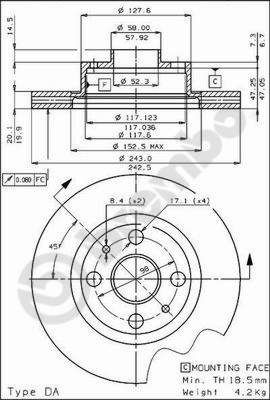 BREMBO Bremseskive Varenummer: 09.4289.10 billige