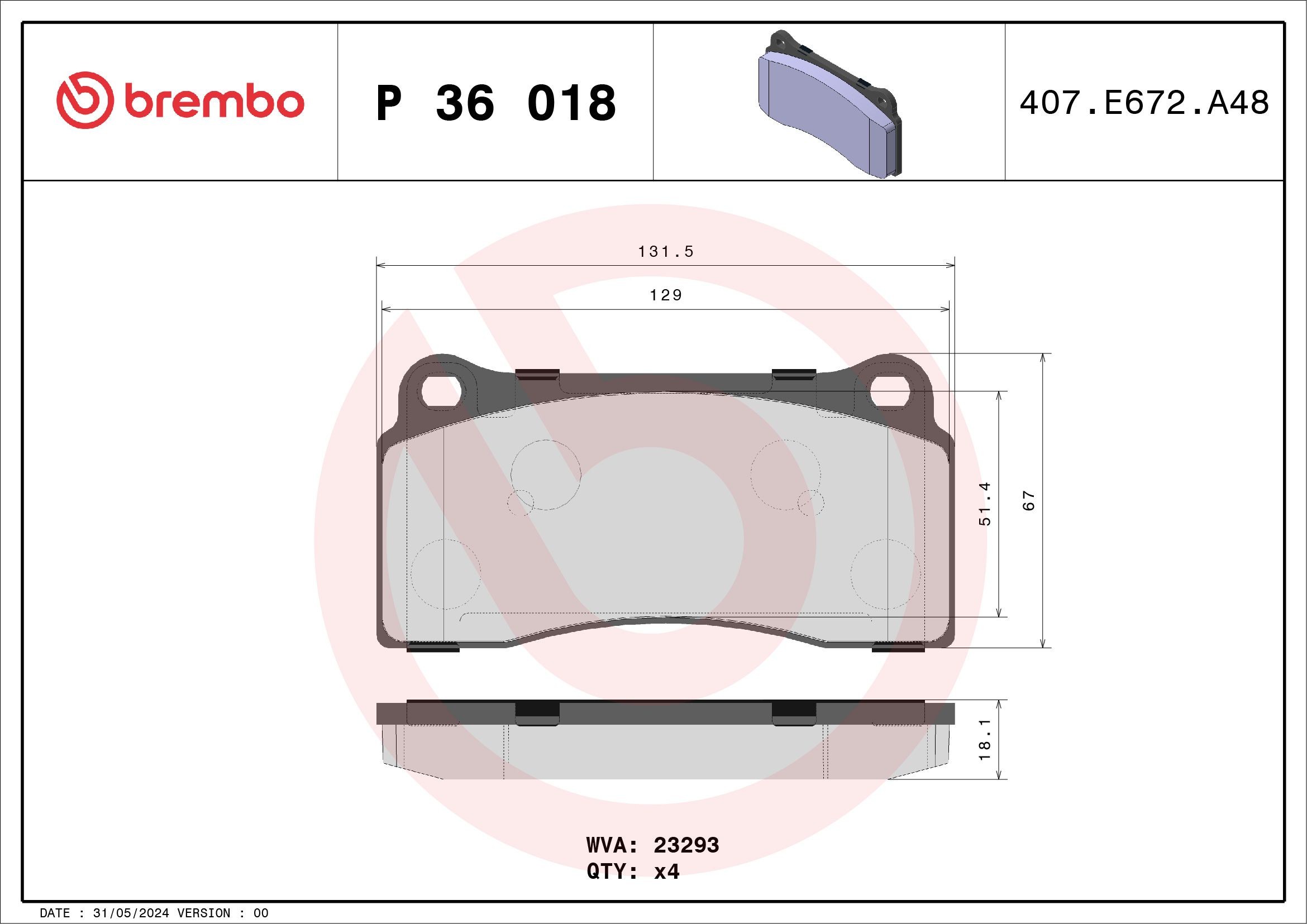 BREMBO Brake pad set Article number: P 36 018 cheaply