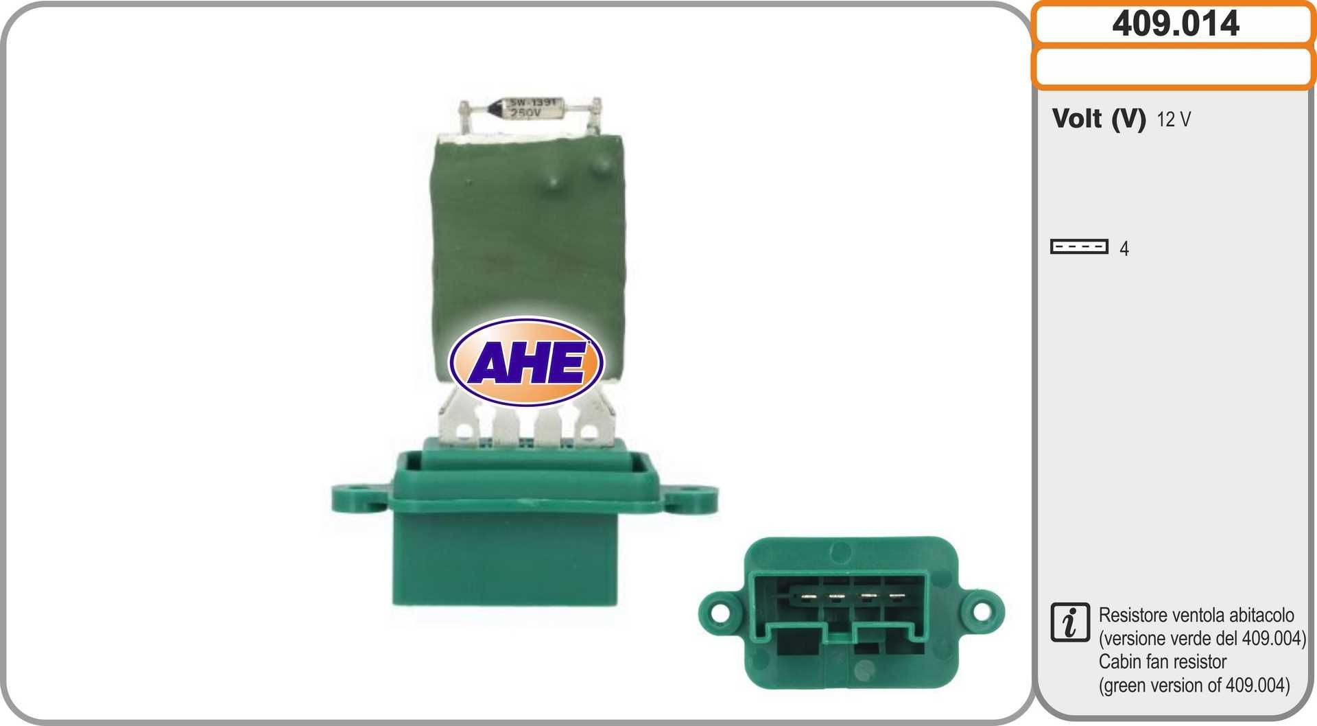 AHE Pre-resistor, electro motor radiator fan Article number: 409.014 cheaply