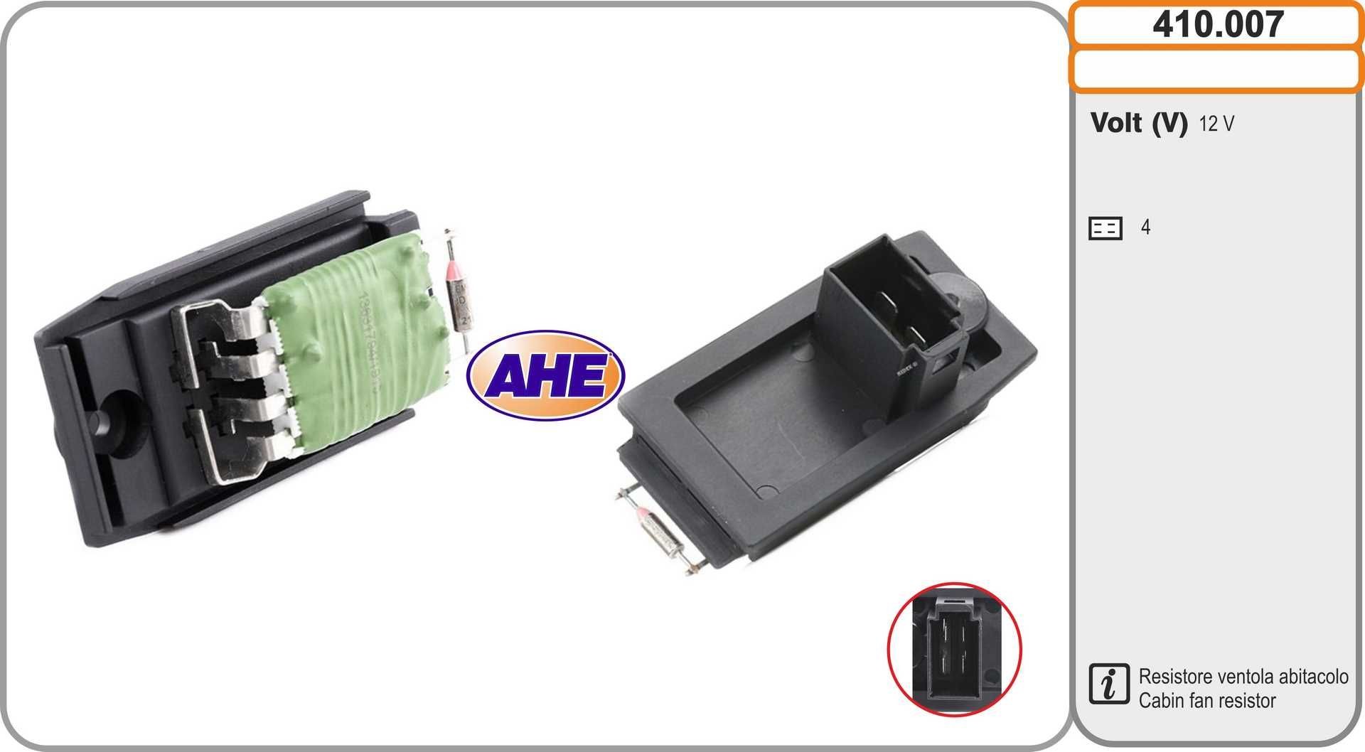 AHE Pre-resistor, electro motor radiator fan Article number: 410.007 cheaply