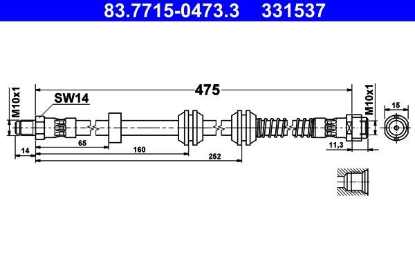 ATE Brake hose Article number: 83.7715-0473.3 cheaply