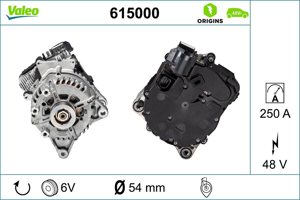 VALEO 615000 Käivitusgeneraator RANGE ROVER EVOQUE 2.0 D150 MHEV 4x4 150 HP Diisel/Elektro