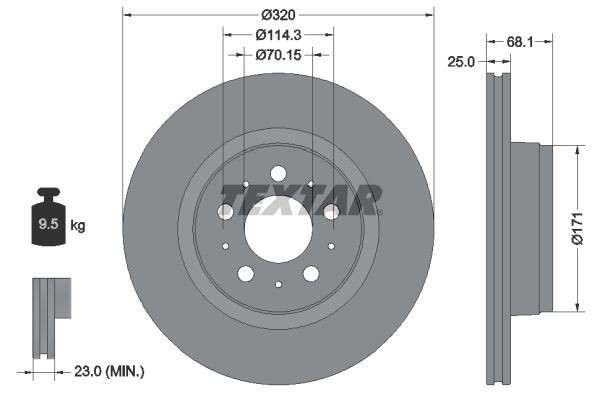 TEXTAR Brake disc Article number: 92333005 cheaply