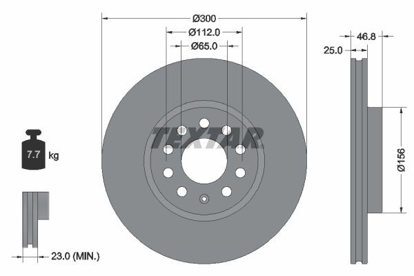 TEXTAR Brake disc Article number: 92333103 cheaply