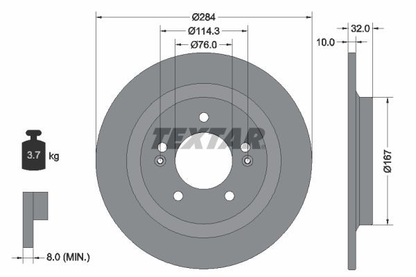 TEXTAR Brake disc Article number: 92333303 cheaply