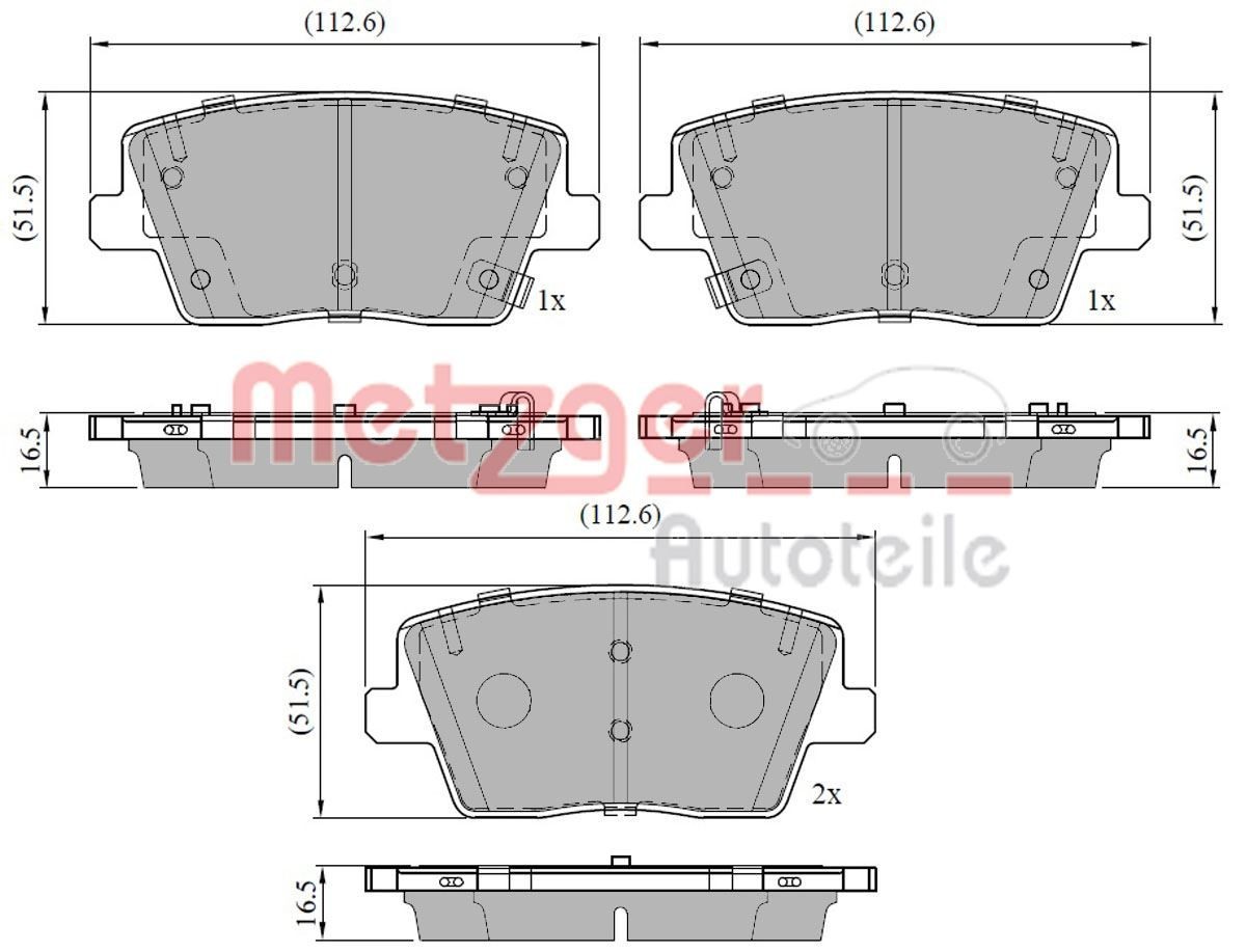 METZGER Brake pad set Article number: 1170942 cheaply
