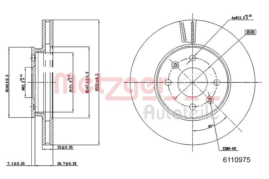METZGER Brake disc Article number: 6110975 cheaply