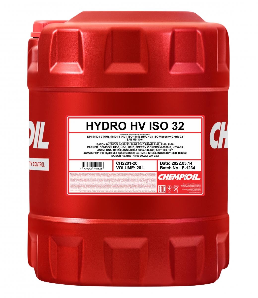 CHEMPIOIL Hydraulikolie Hydro HV, ISO 32 Varenummer: CH2201-20 billige