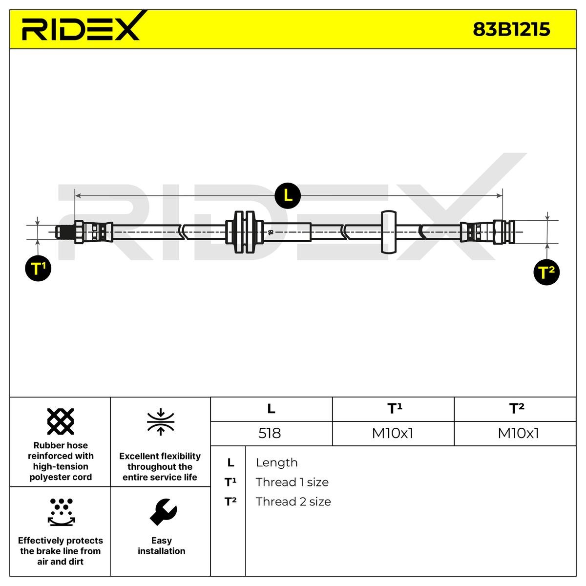 RIDEX Brake hose Article number: 83B1215 cheaply