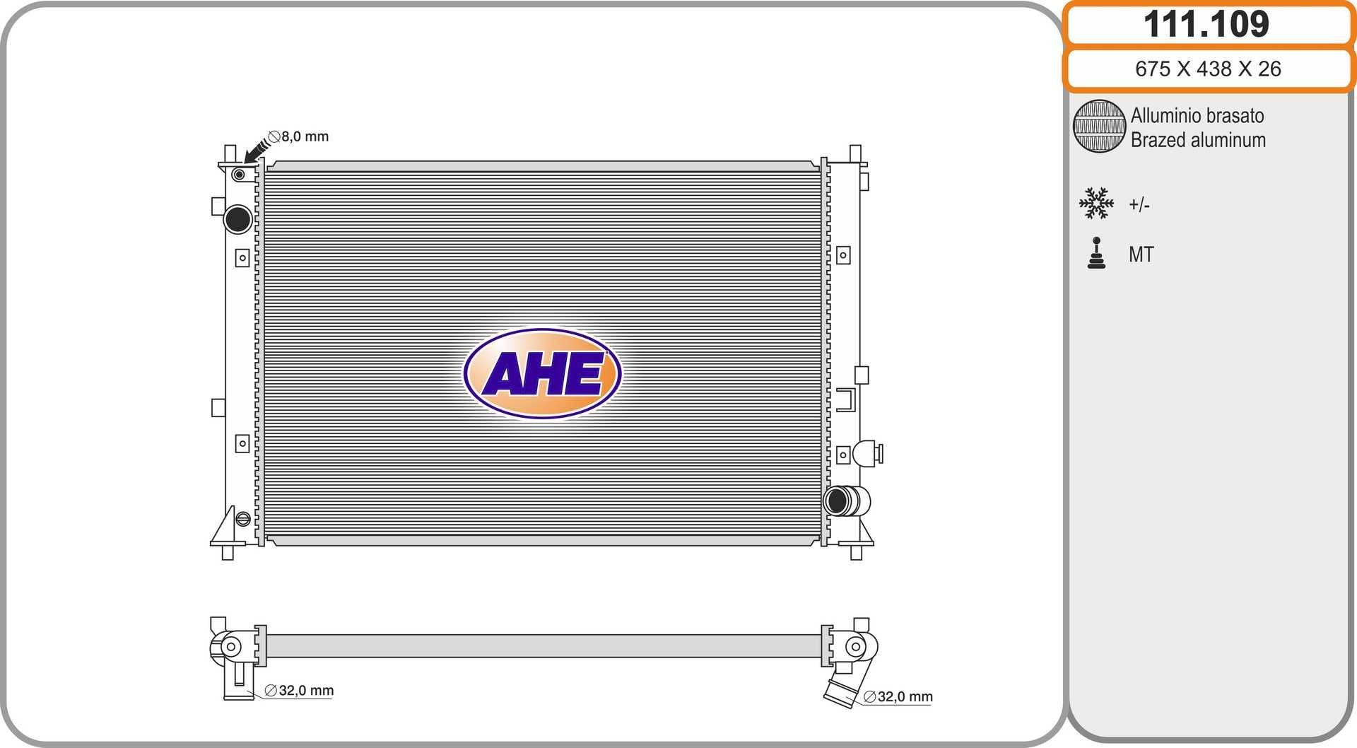 AHE Engine radiator Article number: 111.109 cheaply