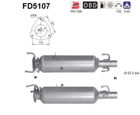 AS Diesel particulate filter Article number: FD5107 cheaply