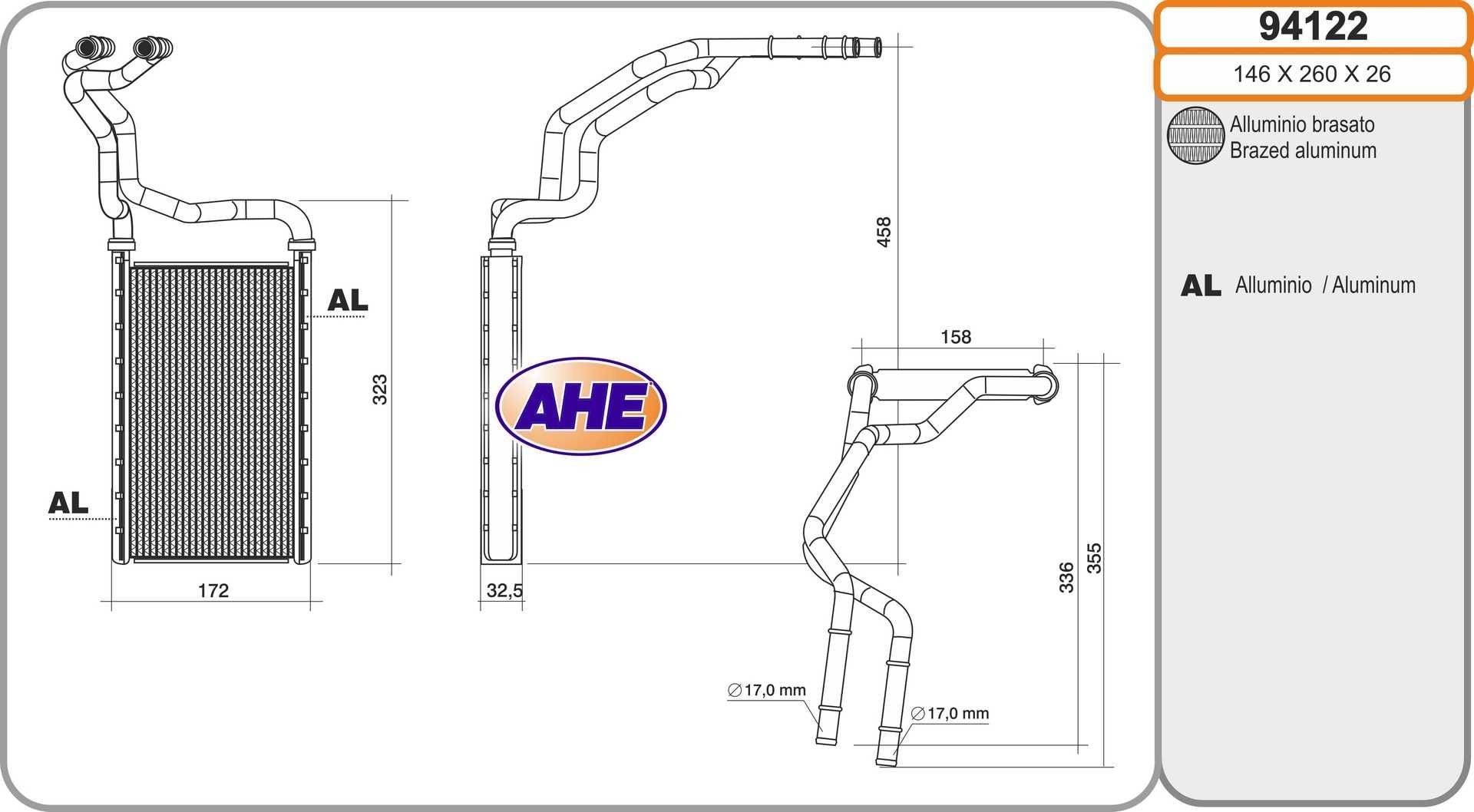 AHE Heater matrix Article number: 94122 cheaply