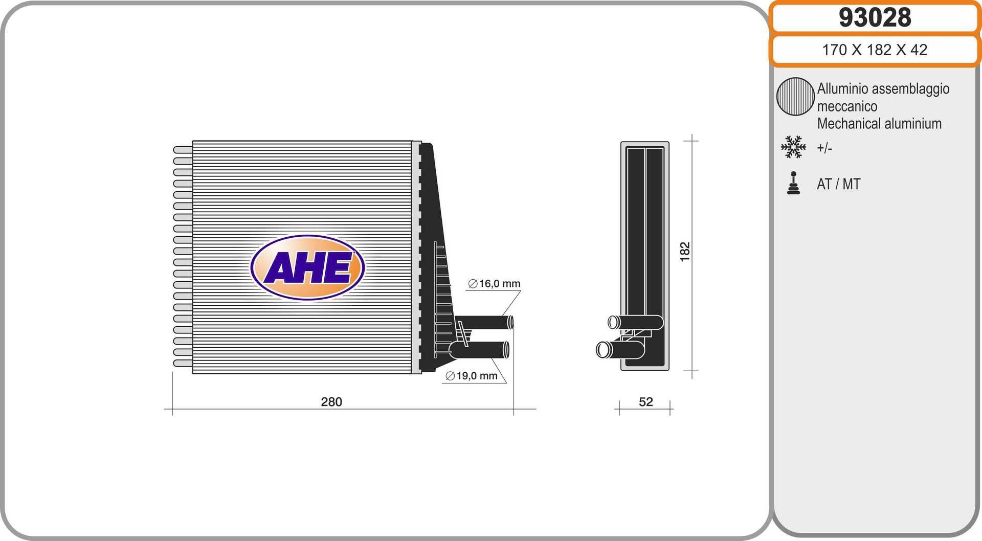 AHE Heater matrix Article number: 93028 cheaply