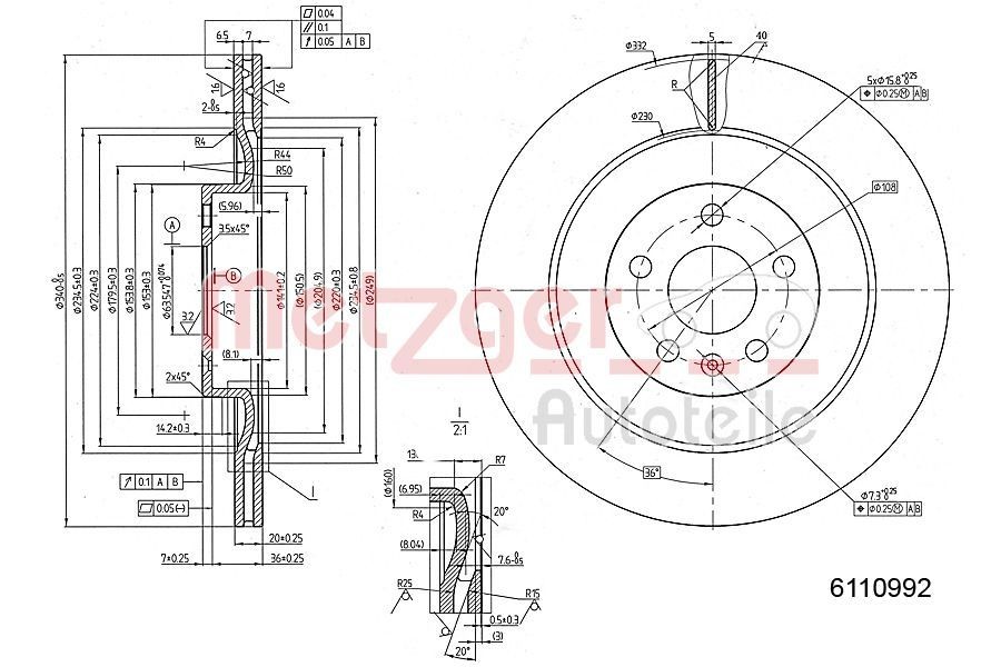 METZGER Brake disc Article number: 6110992 cheaply