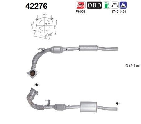 AS Catalytic converter Article number: 42276 cheaply