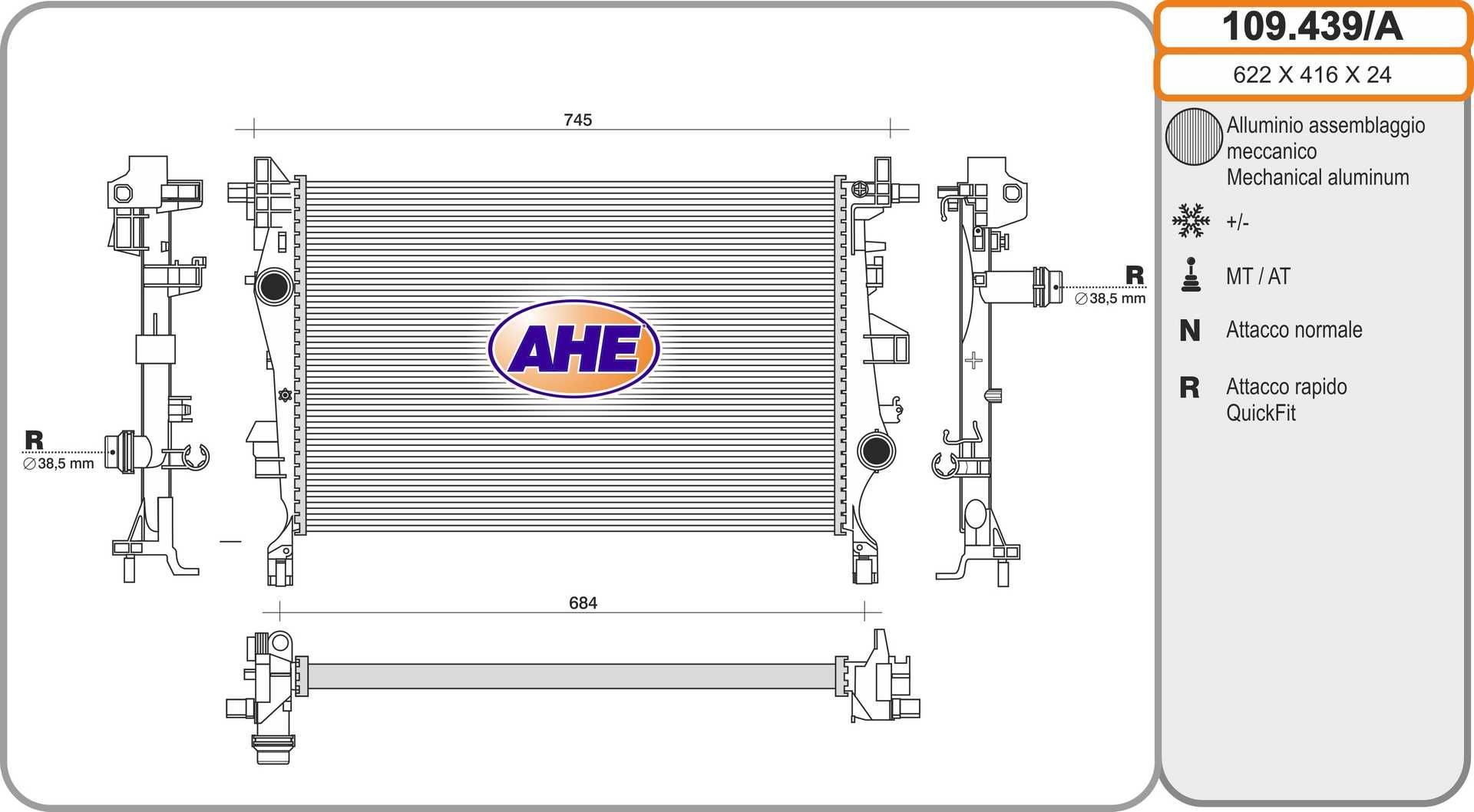 AHE Engine radiator Article number: 109.439/A cheaply
