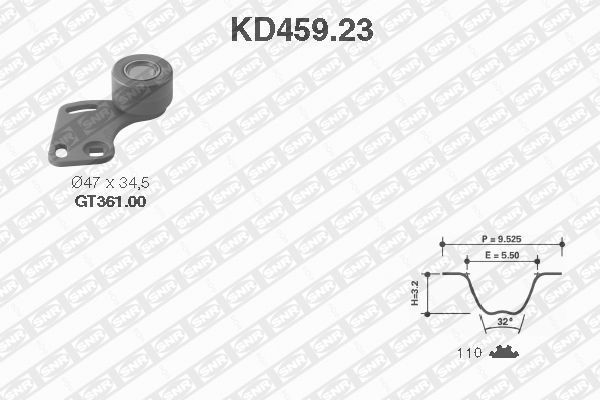 SNR Timing belt kit Article number: KD459.23 cheaply