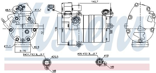 NISSENS Air conditioning compressor Article number: 891070 cheaply