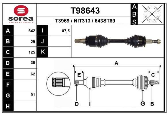 EAI Drive shaft Article number: T98643 cheaply