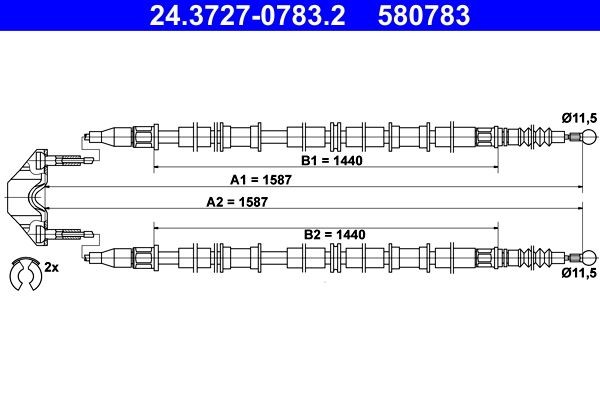 ATE Hand brake cable Article number: 24.3727-0783.2 cheaply