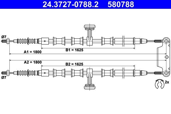 ATE Hand brake cable Article number: 24.3727-0788.2 cheaply