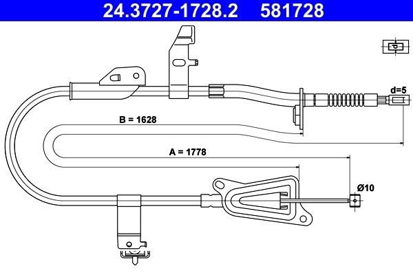 ATE Hand brake cable Article number: 24.3727-1728.2 cheaply
