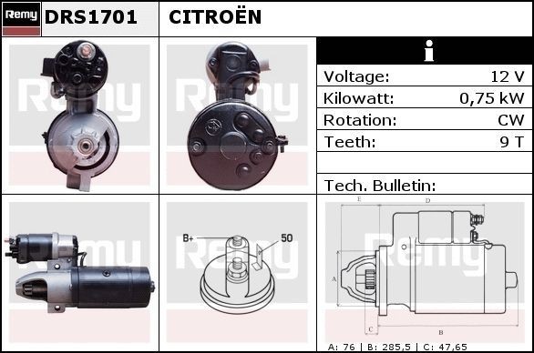 DELCO REMY Starter motor Article number: DRS1701 cheaply