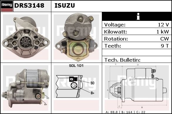 DELCO REMY Starter motor Article number: DRS3148 cheaply