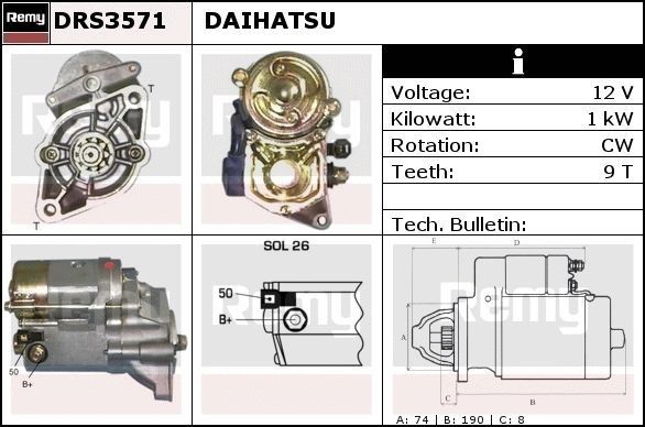 DELCO REMY Starter motor Article number: DRS3571 cheaply