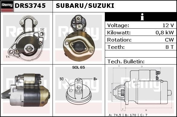 DELCO REMY Starter motor Article number: DRS3745 cheaply