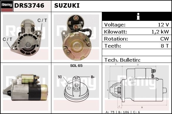 DELCO REMY Starter motor Article number: DRS3746 cheaply