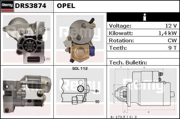 DELCO REMY Starter motor Article number: DRS3874 cheaply