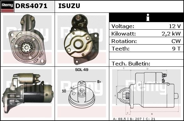 DELCO REMY Starter motor Article number: DRS4071 cheaply