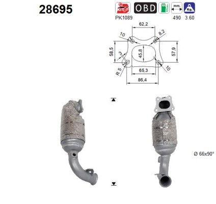 AS Catalytic converter Article number: 28695 cheaply