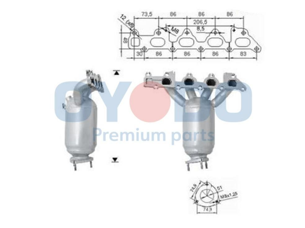 Oyodo Catalytic converter Article number: 10N0023-OYO cheaply