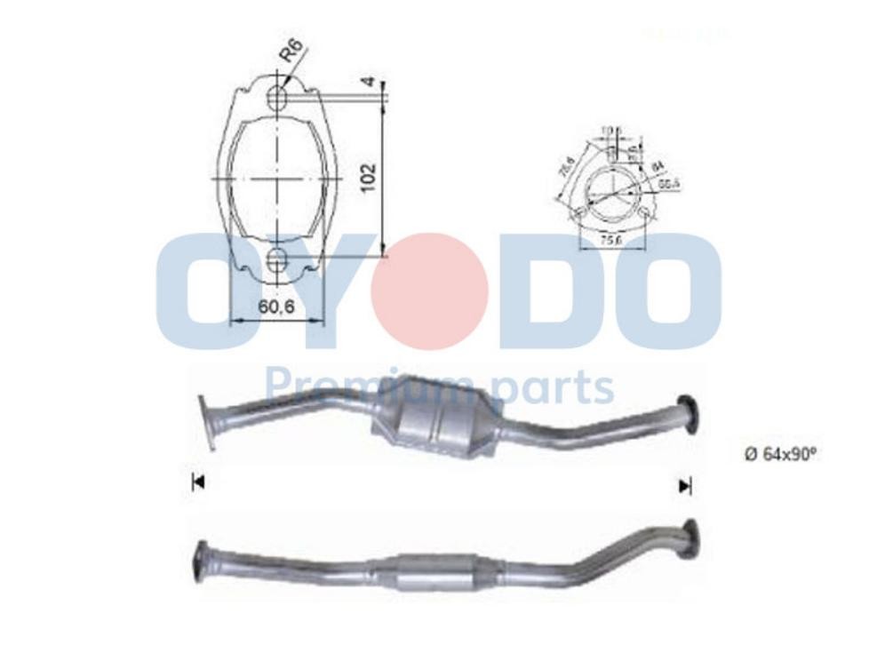 Oyodo Catalytic converter Article number: 20N0054-OYO cheaply