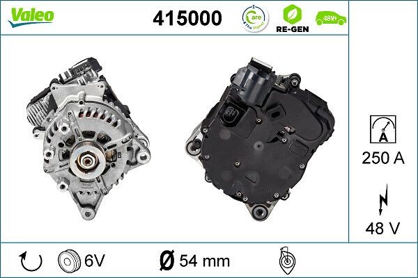 VALEO 415000 Käivitusgeneraator RANGE ROVER EVOQUE 2.0 D150 MHEV 4x4 150 HP Diisel/Elektro