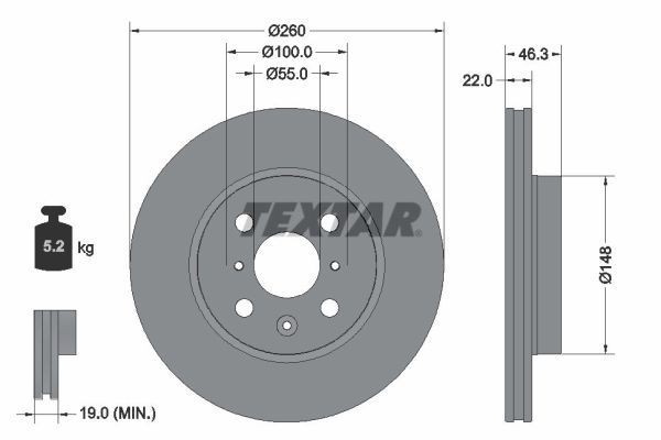 TEXTAR Brake disc Article number: 92346103 cheaply