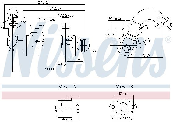 NISSENS 989405 EGR-jahuti TRANSIT CONNECT 1.8 TDCi 110 HP Diisel