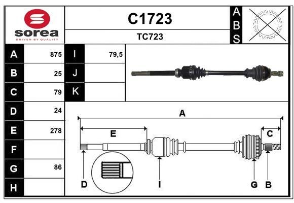 SNRA Drive shaft Article number: C1723 cheaply