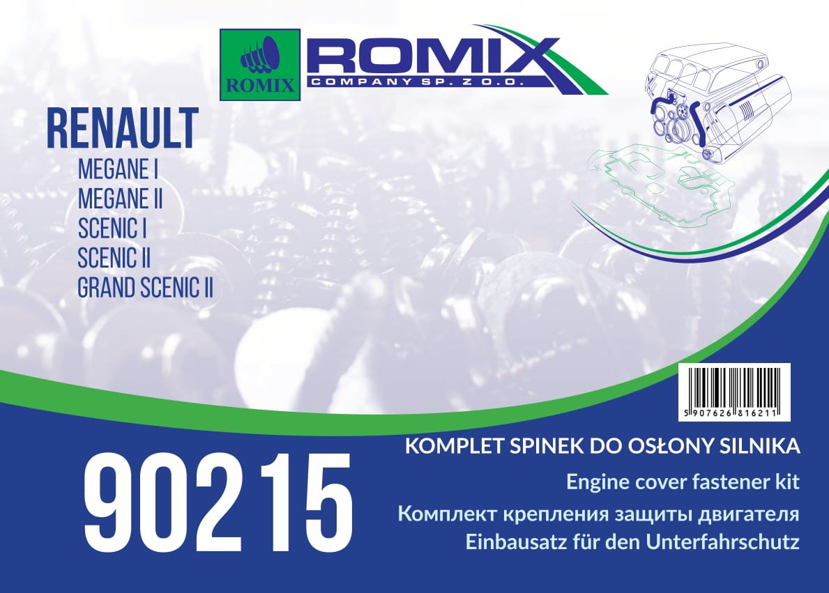 ROMIX 90215 Fastening Element, engine cover MEGANE 1.9 dCi 120 PS Diesel