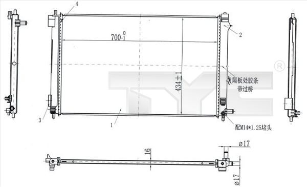 TYC Intercooler Article number: 770-0003 cheaply