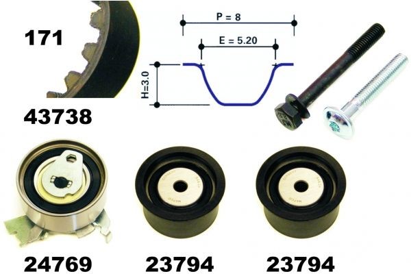 MAPCO Timing belt kit Article number: 23738 cheaply