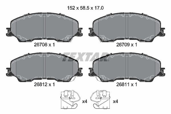 TEXTAR Brake pad set Article number: 2670801 cheaply