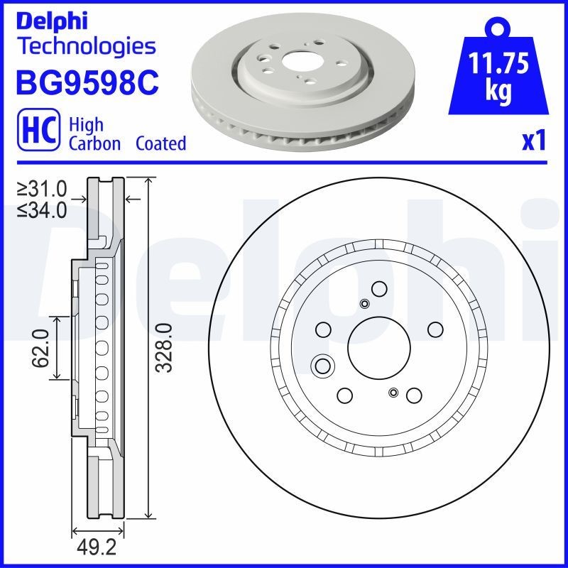 DELPHI Brake disc Article number: BG9598C cheaply