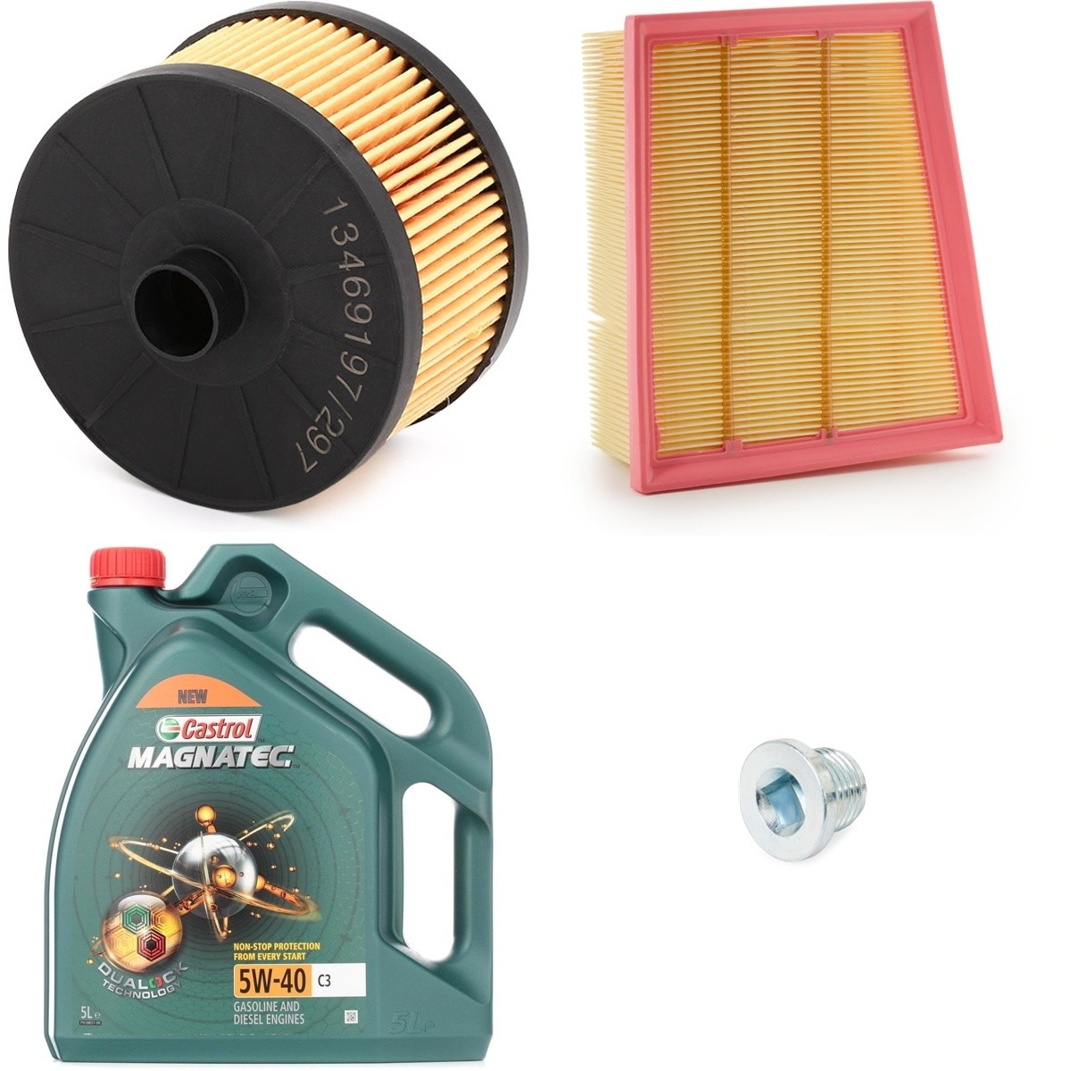 RIDEX 100374T0214 Filter set with engine oil MEGANE 1.2 TCe 100 (B9MS) 100 PS Petrol