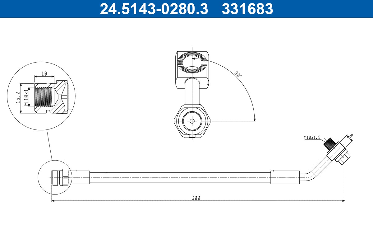ATE Brake hose Article number: 24.5143-0280.3 cheaply